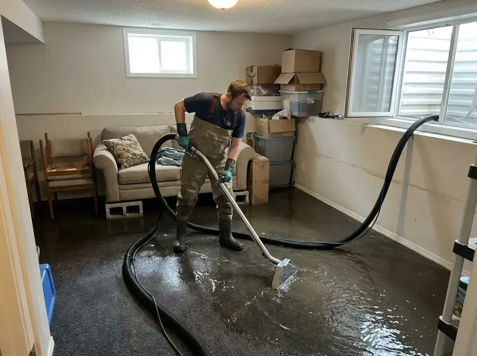 Technician — Water Damage Restoration — Technician, Water Extraction Wand, Vacuum Hose, Water Damage Restoration, Emergency…